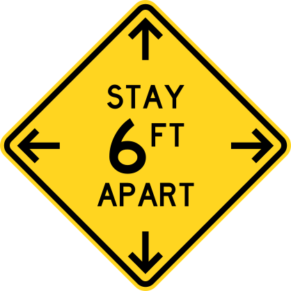 Stay 6 Ft Apart Caution Sign Floor Sticker