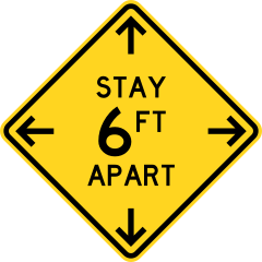 Stay 6 Ft Apart Caution Sign Floor Sticker