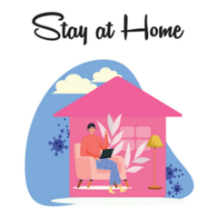 Stay At Home Lettering House Illustration Sticker