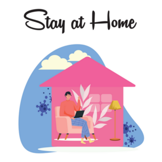 Stay At Home Lettering House Illustration Sticker