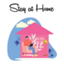 Stay At Home Lettering House Illustration Sticker