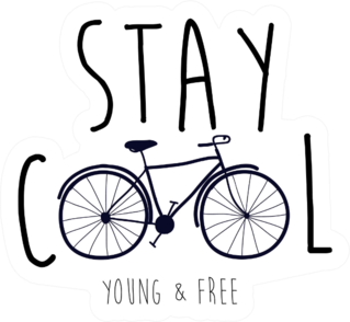 Stay Cool Young And Free Bicycle Sticker
