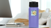 Stay Gold Blue Sticker on a Water Bottle (New) example