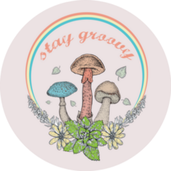 Stay Groovy Slogan Flowers And Mushroom Sticker