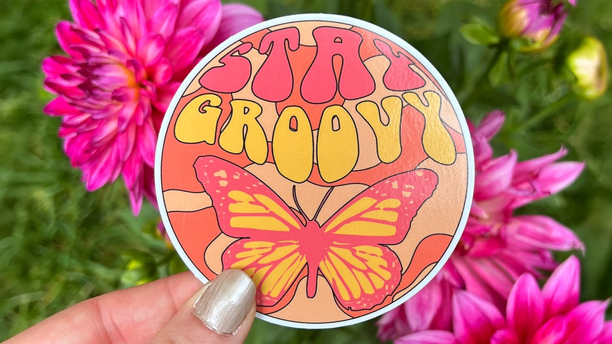 Stay Groovy Sticker for a Blog about Hippie Stickers