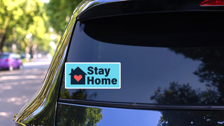 Stay Home Quarantine Sticker on a Rear Car Window (New) example
