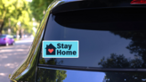 Stay Home Quarantine Sticker on a Rear Car Window (New) example