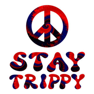 Stay Trippy Peace Sign Psychedelic Lettering Sticker