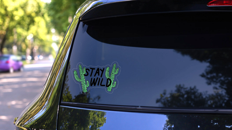 Stay Wild Cactus Sticker on a Rear Car Window (New) example