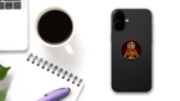 Stay Wild Camping Child Sticker on a Phone (New) example