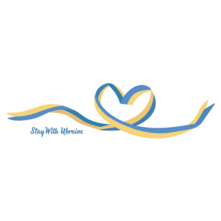 Stay With Ukraine Flag Ribbon In Heart Sticker