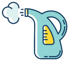Steam Dry Cleaning Blue And Yellow Icon Sticker