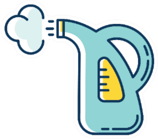 Steam Dry Cleaning Blue And Yellow Icon Sticker