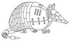 Steampunk Style Armadillo. Mechanical Animal Sticker