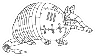 Steampunk Style Armadillo. Mechanical Animal Sticker