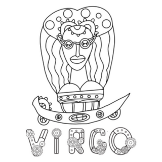 Steampunk Virgo Illustration Lettering Sticker