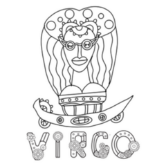 Steampunk Virgo Illustration Lettering Sticker