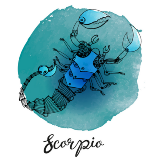 Steampunk Zodiac Scorpio Watercolor Sticker