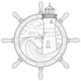 Steering Wheel Of A Ship With Lighthouse And Ocean Sticker