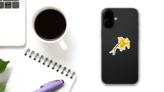 Stem With Three Yellow And Orange Daffodils Sticker on a Phone (New) example