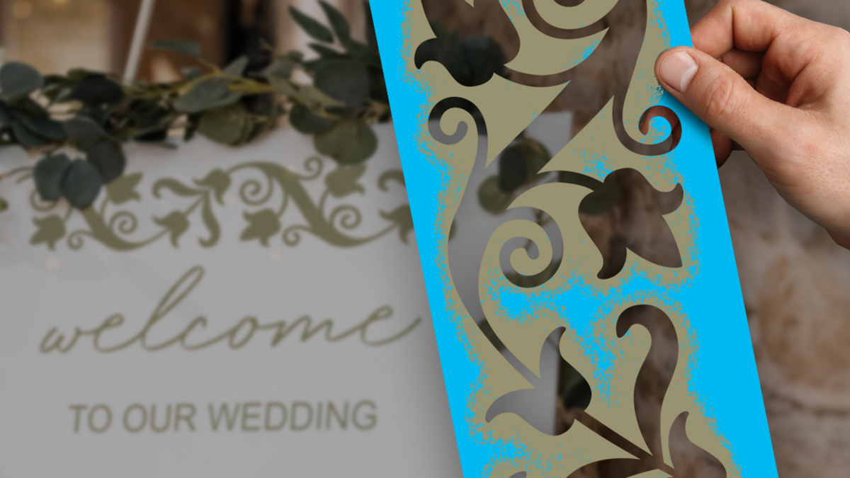 Custom Stencil Sticker Used to Create a DIY Wedding Sign