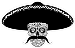 Stencil Sugar Skull In Hat With A Mustache Sticker