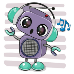 Stereo Headphone Robot Sticker