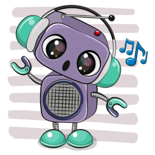 Stereo Headphone Robot Sticker