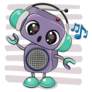 Stereo Headphone Robot Sticker