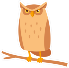Stern Cartoon Owl Sitting On Branch Sticker