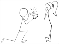 Stick Figure Wedding Proposal Sticker