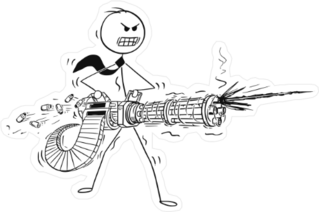 Stick Figure with Handheld Turret Gun Sticker
