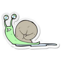 Sticker Of A Cartoon Snail funny
