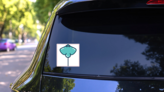 Stingray Fill Style Icon Square Sticker on a Rear Car Window (New) example