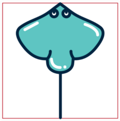 Stingray Fill Style Icon Square Sticker