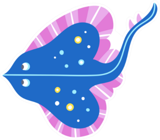 Stingray Illustration For Kids Pink And Blue Sticker