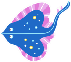 Stingray Illustration For Kids Pink And Blue Sticker