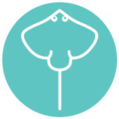 Stingray Line Block Style Icon Blue Sticker