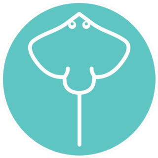 Stingray Line Block Style Icon Blue Sticker