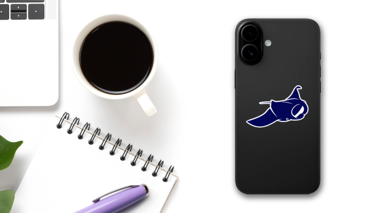 Stingray Logo Design Navy Blue Sticker on a Phone (New) example