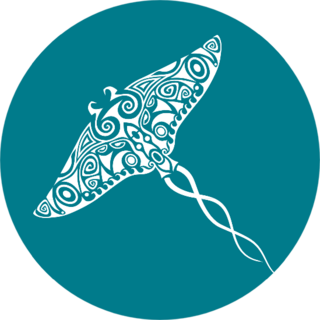 Stingray Manta Tattoo Sketch Turquoise Background Sticker