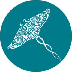 Stingray Manta Tattoo Sketch Turquoise Background Sticker