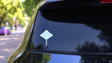 Stingray Smiling Cartoon Sticker on a Rear Car Window (New) example