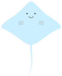 Stingray Smiling Cartoon Sticker