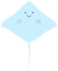 Stingray Smiling Cartoon Sticker