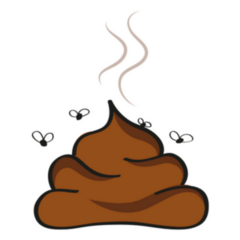 Stinking Poop Icon With Flies Sticker 