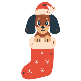 Stocking Dachshund Sticker