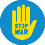 Stop War Sign On Hand In Ukraine Colors Sticker