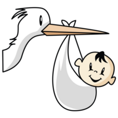 Stork And Baby Face Sticker