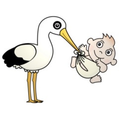 Stork Holding Baby Sticker